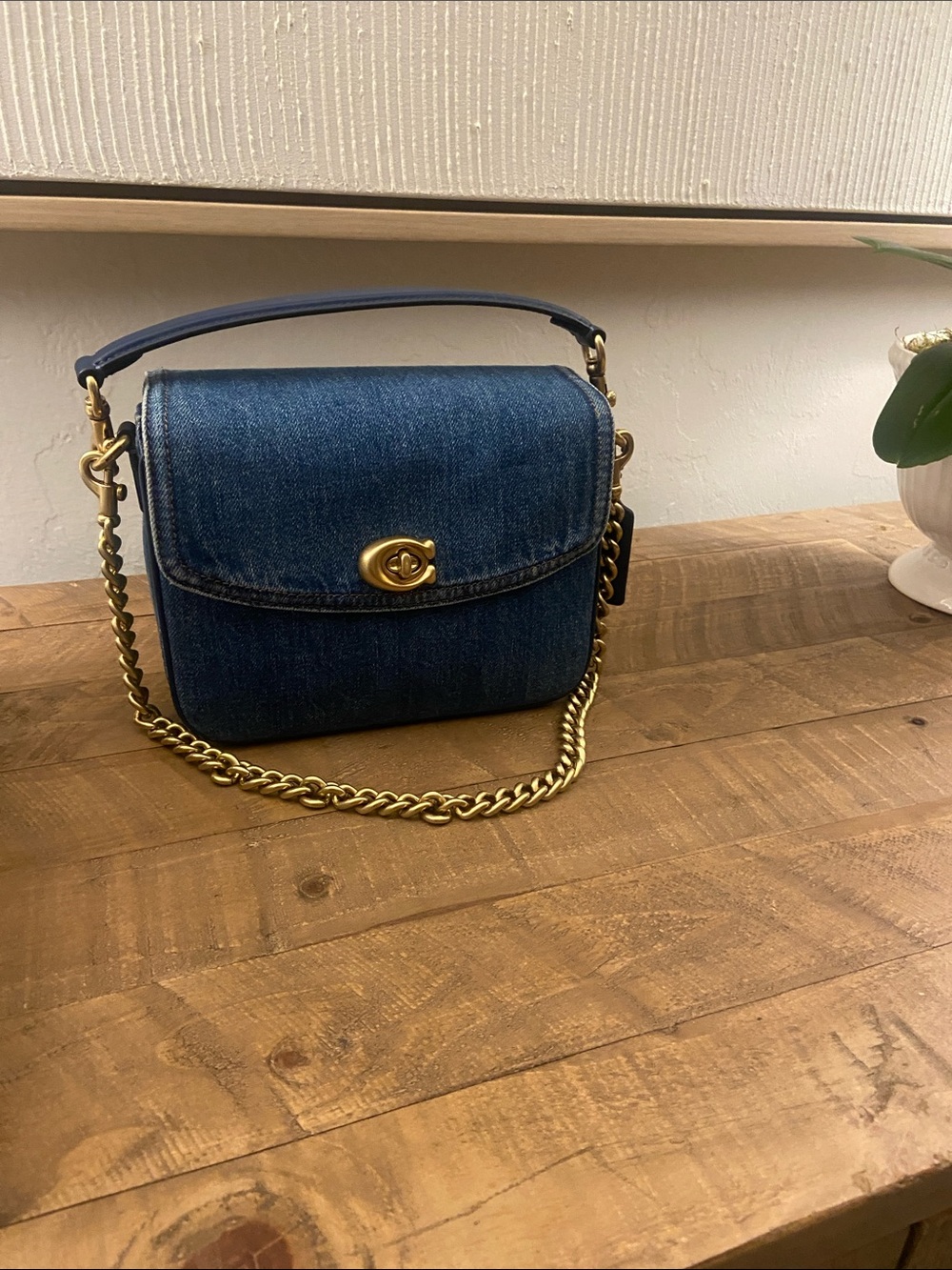 Coach Cassie- Chain-Handle Shoulder Bag - Blue Denim